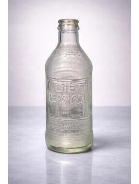 Pepsi-Cola USA 1940s ACL Clear Glass Soda Bottle, 2.5x6.75”